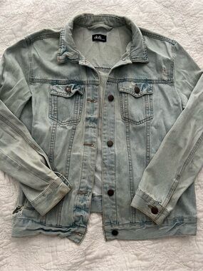 Dotti Light Washed Green-Blue Denim Jacket